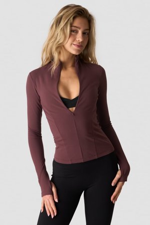 ICANIWILL - Nimble 1/2 Zip Long Sleeve W Dull Berry Red - Langermet - Dame - ICIW