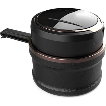 Bärbar askkopp för bil, reseaskkopp, enkel rengöring avtagbar askkopp med LED-ljus, med lock