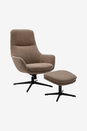 Nordic Furniture Group - Fåtölj med pall Princess - Brun - Fåtöljer - Från Homeroom