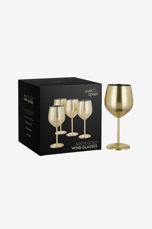 Oak & Steel - Vinglas mat 4-pak - Guld - Vinglas - Fra Homeroom