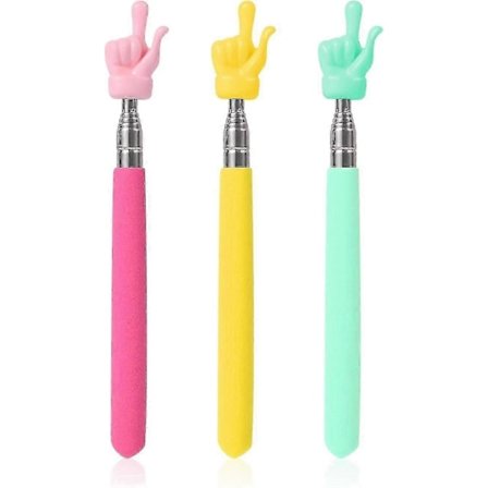 3 stk. Teleskopiske Lærerpegepinde, Udtrækkelig Pegestok, Sammenklappelig Pegepind