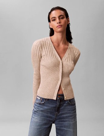 Calvin Klein Jeans Mouline Rib Cardigan - Beige - XS