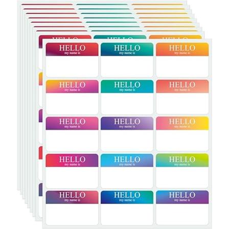 360 stk. Navneskilte Regnbue Sticker, Hello My Name is Stickers 15 C