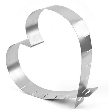 Hjerteformet kakeform i rustfritt stål, justerbar moussering 15-25 cm, justerbar bakeform, hjerteformet kakeform, bakeverktøy for familie, bursdag