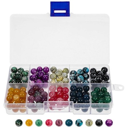 1 æske med runde løse perler til smykkefremstilling, afstandsstykke perler, telefon charms, DIY perler