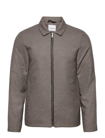 Houndtooth Zipthrough Overshir Grey Lindbergh