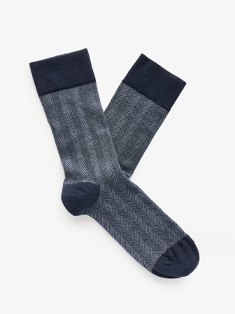 John Henric Men's Marineblaue Fischgrätmuster Socken Size Onesize
