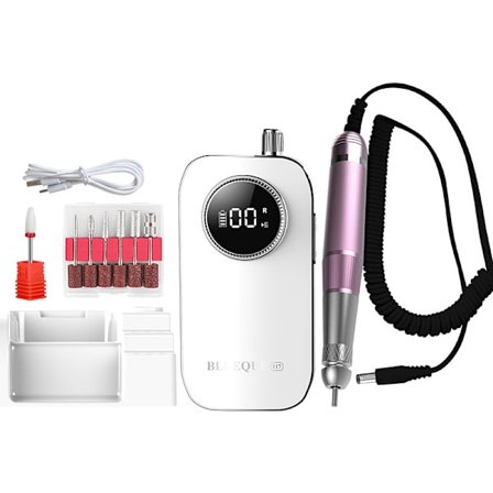 Kannettava sähköinen kynsiviila, ladattava ammattimainen kynsiporakone, johdoton E-viila manikyyri pedikyyri setti valkoinen