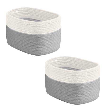 Korgar i bomullstrep 2-pack | Handdukskorgar för badrum | Förvaringskorg i rep | Flätade korgar för förvaring