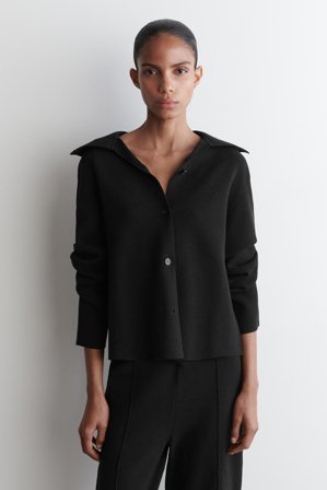 COS Femme Veste À Col En Maille Jacket in Noir