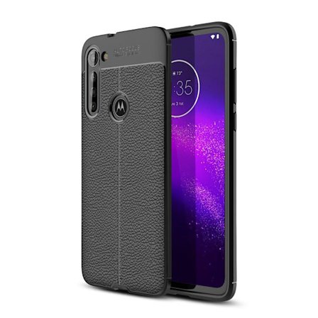 Litchi Texture Soft TPU Case for Motorola Moto G8 Power - Black