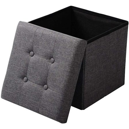 Rootz Säilytysjakkara - Istuinpenkki - Ottomaanit - Jalkatuki - Säilytyslaatikko - Taitettava istuin - Säilytyskuutio - Tummanharmaa - 37,5x38x37,5 cm