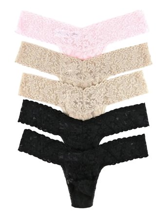 Hanky Panky Multi Pack - Signature Lace Low Rise Thong - 5 Pack Black Hanky Panky