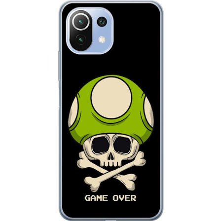 Yhteensopiva Puhelinkuori Xiaomi Xiaomi Mi 11 Lite Pelimotiivi, jossa on kuolonsyöjä ja vihreä sieni retro pelityylillä ja tekstillä game over