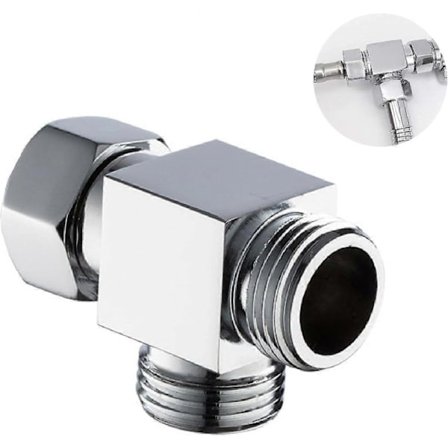 3-tie suihkunohjausventtiili G 1/2" suihkupäähän ja suihkuvarteen, T-muotoinen suihkusovitinventtiili, korvaava suihkunohjaussovitin kylpyhuoneeseen 