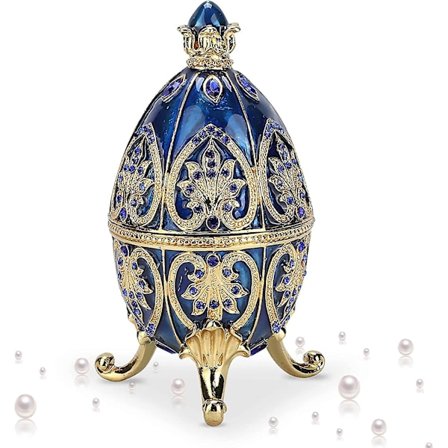 Fabergé-egg, Vintage Fabergé-eggformet smykkeskrin Smykkeorganisator for halskjeder armbånd pyntegjenstander