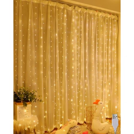 Lysgardin Varm Hvid 200 LED 3m x 2m LED Lysstreng Gardin LED Lysstreng til Juledekoration{EE}