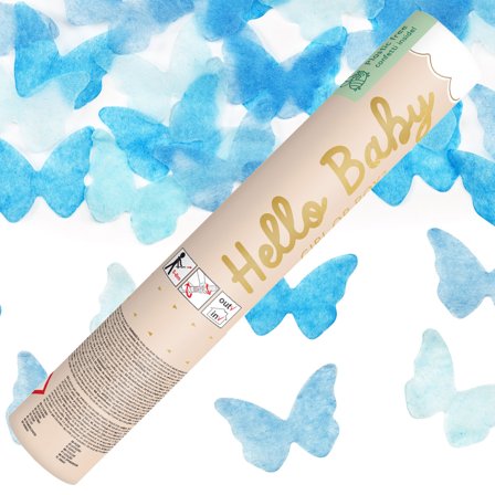 Konfettikanon Blåa Fjärilar 20 cm