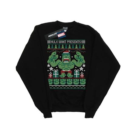 Marvel Girls Hulk Vill Ha Presenter Fair Isle Sweatshirt 5-6 År Black 5-6 Years