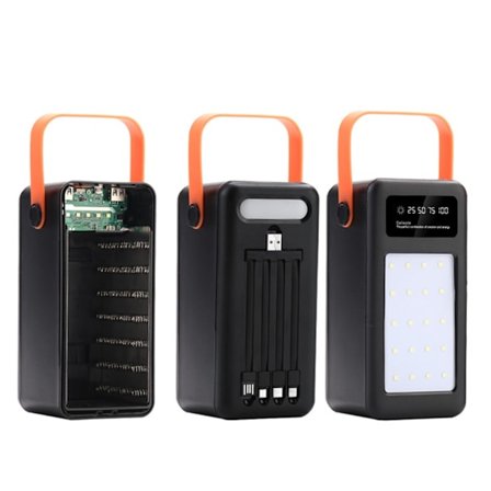 DIY 35-spors 18650 batterikasse Power Bank-hus med LED-lommelykt uten batteri