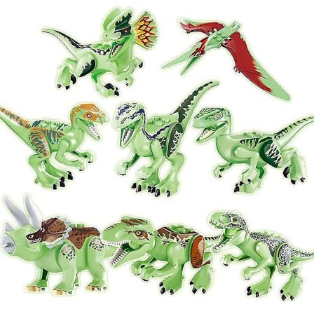 8pcs Jurassic Dinosaur Toys Small Building Blocks For Boys