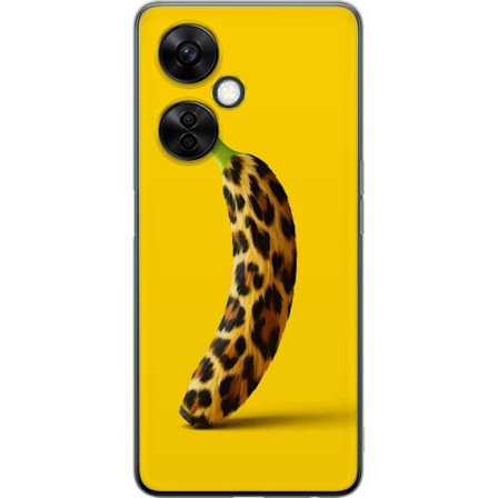 Kompatibelt Mobildeksel til OnePlus Nord CE 3 Lite Banan med leopardmønster mot gult bakgrunn i en kreativ og leken design