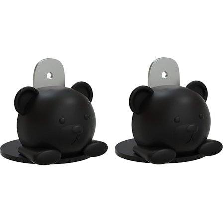 Självhäftande magnetiska dörrstopp, mjuka gummistopp, söta björndekorativa dörrbuffert, dörrkil, håll din dörr öppen, set (färg: svart)