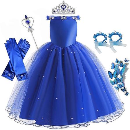 Askepottkjole skjørt Halloween Cosplay kostyme Barn Jenter Festkjole Lang kjole Ornamenter - Perfet Dress kit 02 120cm