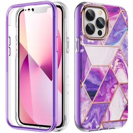 Spacecase Case Marble 360 Cover För Iphone 13 Pro Max Lila
