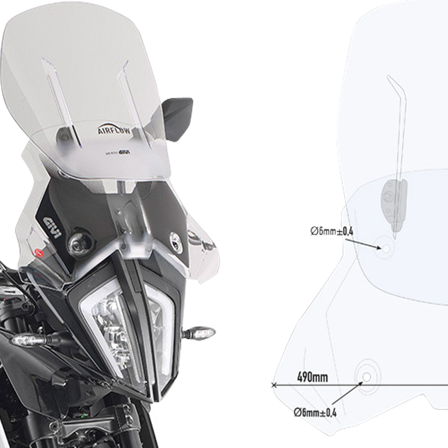 Windscherm Givi AF Airflow Verstelbaar Helder - KTM 790 Adventure R 2019-2020