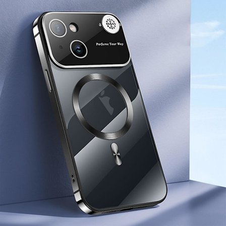 Magsafe Clear Case Kompatibel med Iphone 15 Pro Max, Stort fönsterglas Lins Kamera Protector Logo View Case