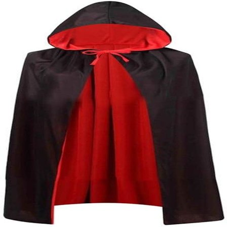Svart og rød vendbar kappe Halloween Kappe Vampyrkostyme Maskerade Dracula Magiker Djevel Cosplay Voksen Barn Rød og Svart Stå Med Hette
