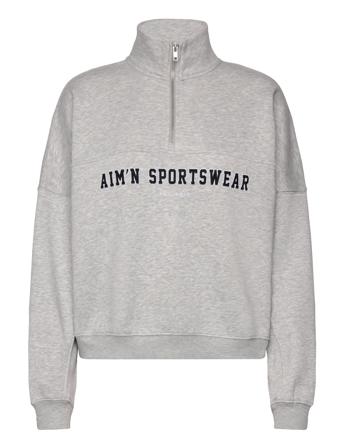 Aim ́n Varsity Sweat Half Zip Grå