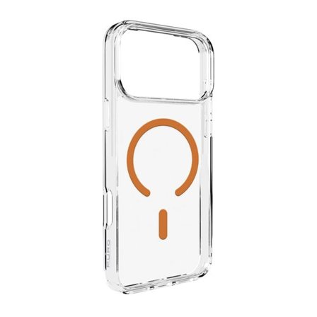 Puro Lite Mag TPU+PC-etui kompatibelt med MagSafe til iPhone 17 Pro - gennemsigtigt med orange ring