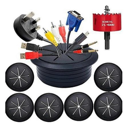 6 kpl TV-johdon piilotin 2-3/8 tuumaa (60 mm) seinään asennettava kaapelien hallintakiti johdon piilotin seinään asennetulle TV:lle reiän sahaamiseen 