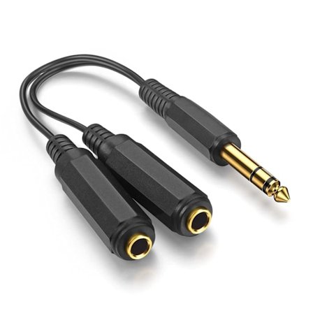 1/4 Tommer 6,35 mm Splitter Kabel, 1/4 Tommer 6,35 mm TRS Stereo Han til Dobbelt 6,35 mm 1/4 Tommer TRS Stereo Hun Jack Kvart Y Splitter Kabel Kvart