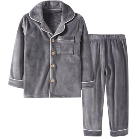 Børne Coral Fleece Tøjsæt - Varmt vintertøj med lange ærmer og knapper, til drenge og piger