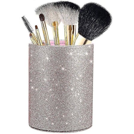 Makeupbørsteholder, Glitter Pink Kvinder Piger Rund Penholder Til Kontor, Blyantkop Hold