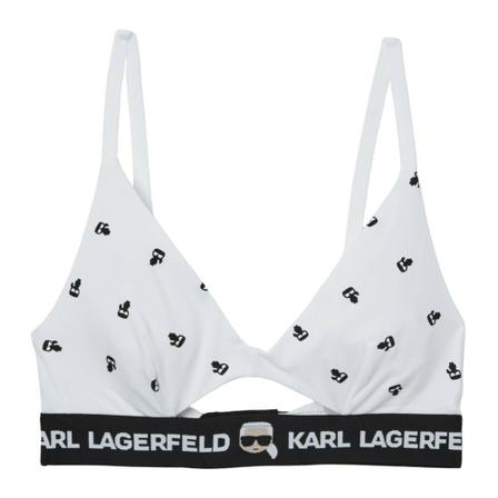 Karl Lagerfeld Ikonik Peephole Logo Bra , Wit , Dames , Maat: L Lingerie Sets