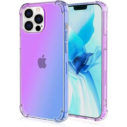Gradient Cover til iPhone 13 Pro Max, Gradientfarvet Telefon Cover Ultratyndt Krystalklart Beskyttende TPU-støtfanger Bagsidebeskyttelse - Blå Lilla