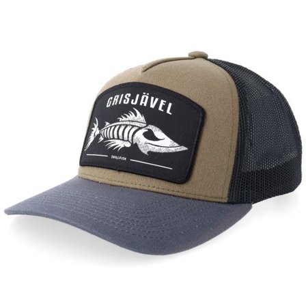Skillfish - Grön trucker Keps - Kids Grisjävel Olive/Black/Dark Brim A-frame @ Hatstore