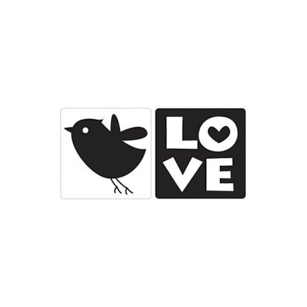 Etiketter GB "Love"+bird, 25x30mm, tab-bag 2st