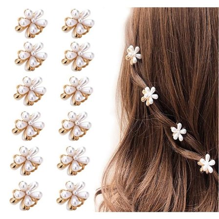 12 Pieces Pearl Hair Clips, Cute Faux Bangs Clips for Women and Girls Decorative Hair Accessories