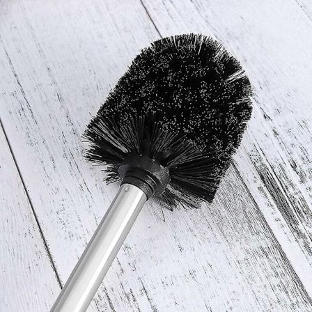 1 stk. toiletbørste med håndtag i rustfrit stål (sort) | toiletbørsteholder