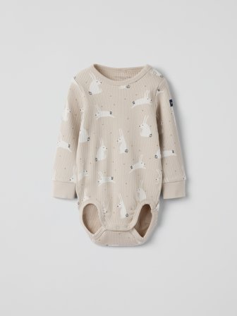 Polarn O. Pyret - Ribbed bodysuit bunny - 68 - Childrenswear - beige