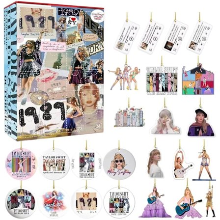 2024 Taylors Joulukalenteri Avainperä, 24 päivän joulukalenteri Countdown-kalenteri, söpö sarjakuva Taylors Koriste Loman lahjaidea