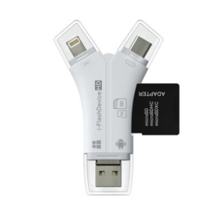 4-i-1 multifunksjonskortleser egnet for Apple type-c mobiltelefon og datamaskin dobbeltbruk høyhastighetsoverføringskortleser