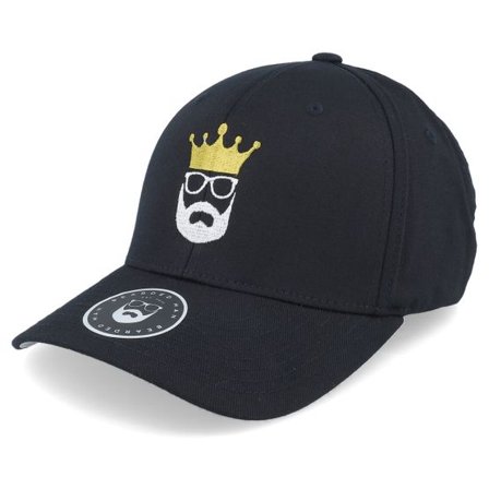 Bearded Man - Svart flexfit Keps - Logo Crown Black Flexfit @ Hatstore