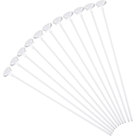 50 stk hvite ballongpinner i plast med kopper til fest, Valentinsdag