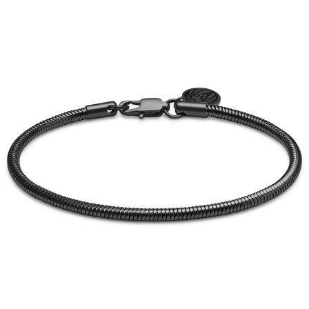 Essentials | Bracelet à chaîne serpent gunmetal noir 3 mm pour hommes - Bracelets en acier